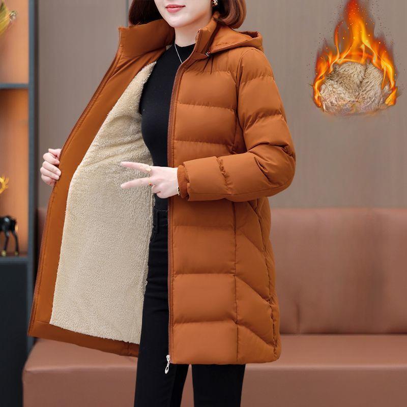 

Куртка средней длины с хлопковой подкладкой, женская зимняя куртка с бархатной толстой хлопковой подкладкой, теплая куртка 4XL оранжевый