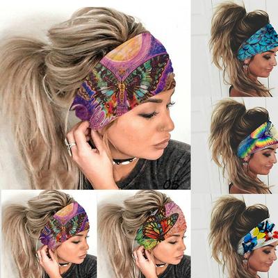 Diadema con Estampado de Mariposas Para Mujeres Moda Diademas Deportiva Banda para el Cabello Bandanas Sudor Accesorios para el Cabello de Niña Turbantes Accesorios Elásticos