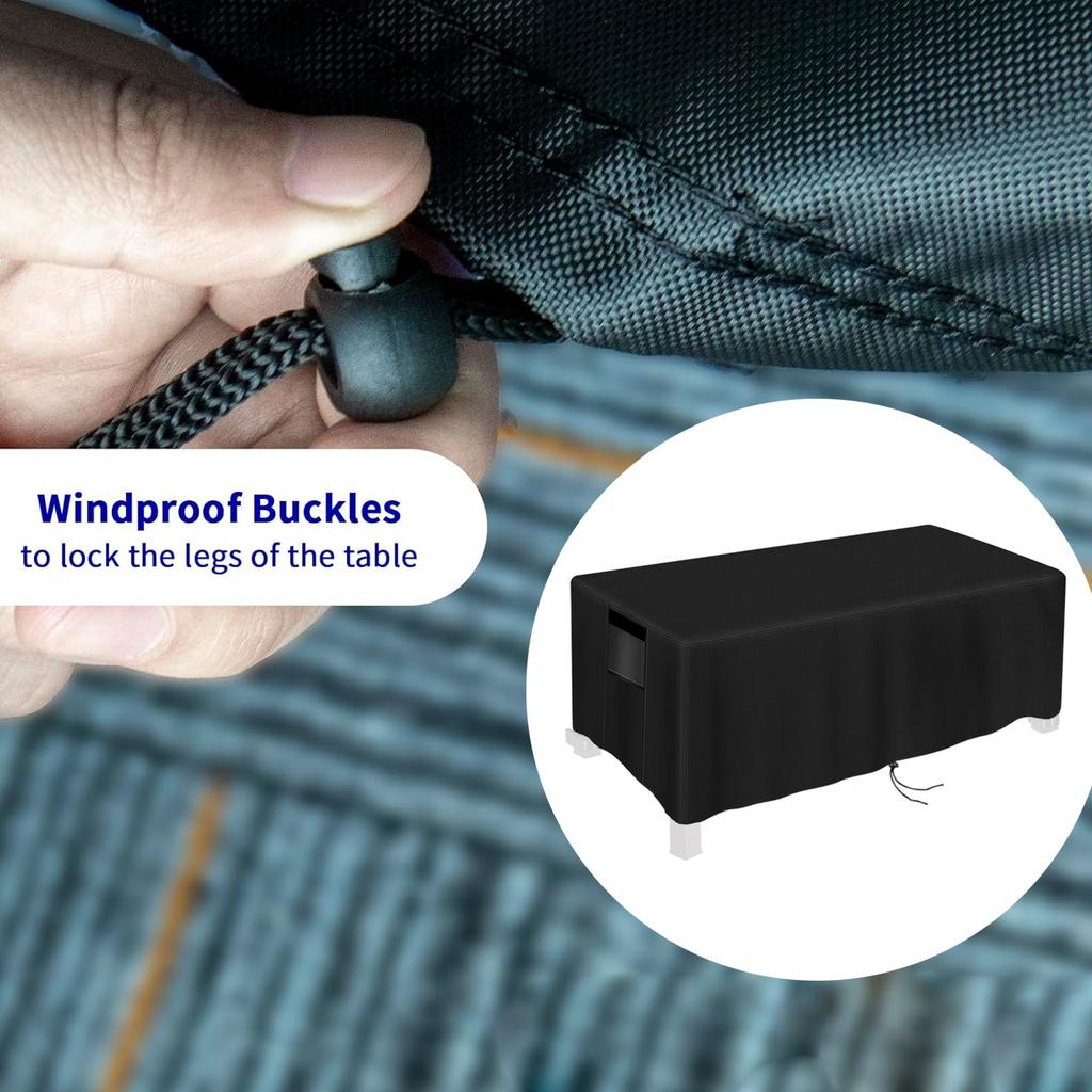 Modern Black Cover for Fire Pits for Rectangular Pits Features Close Fit Cord Buckles Waterproofed Outdoor Guard
