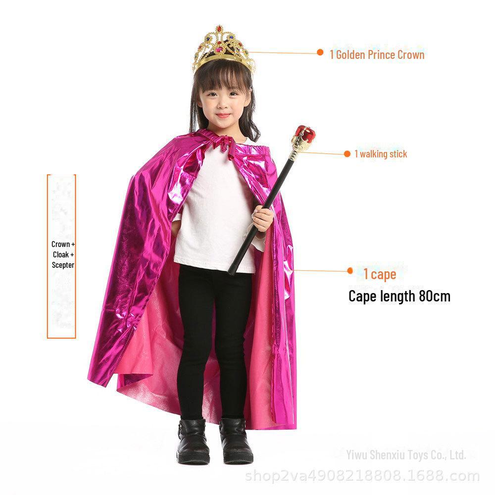 Płaszcz dla dzieci „Księżniczka i król” na Halloween – 80 cm, jasnozłoty i srebrny