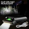 Şarj edilebilir USB LED Far Klipsli Şapka Şapka Işık Kafa Torch Balıkçılık Kamp Lambası