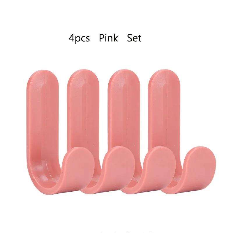 4PCS Towel Hook Plastic Door Hanger Self Adhesive Wall Hanger Hat Racks Key Hanger Wall Organizer Home Decor Key Holder