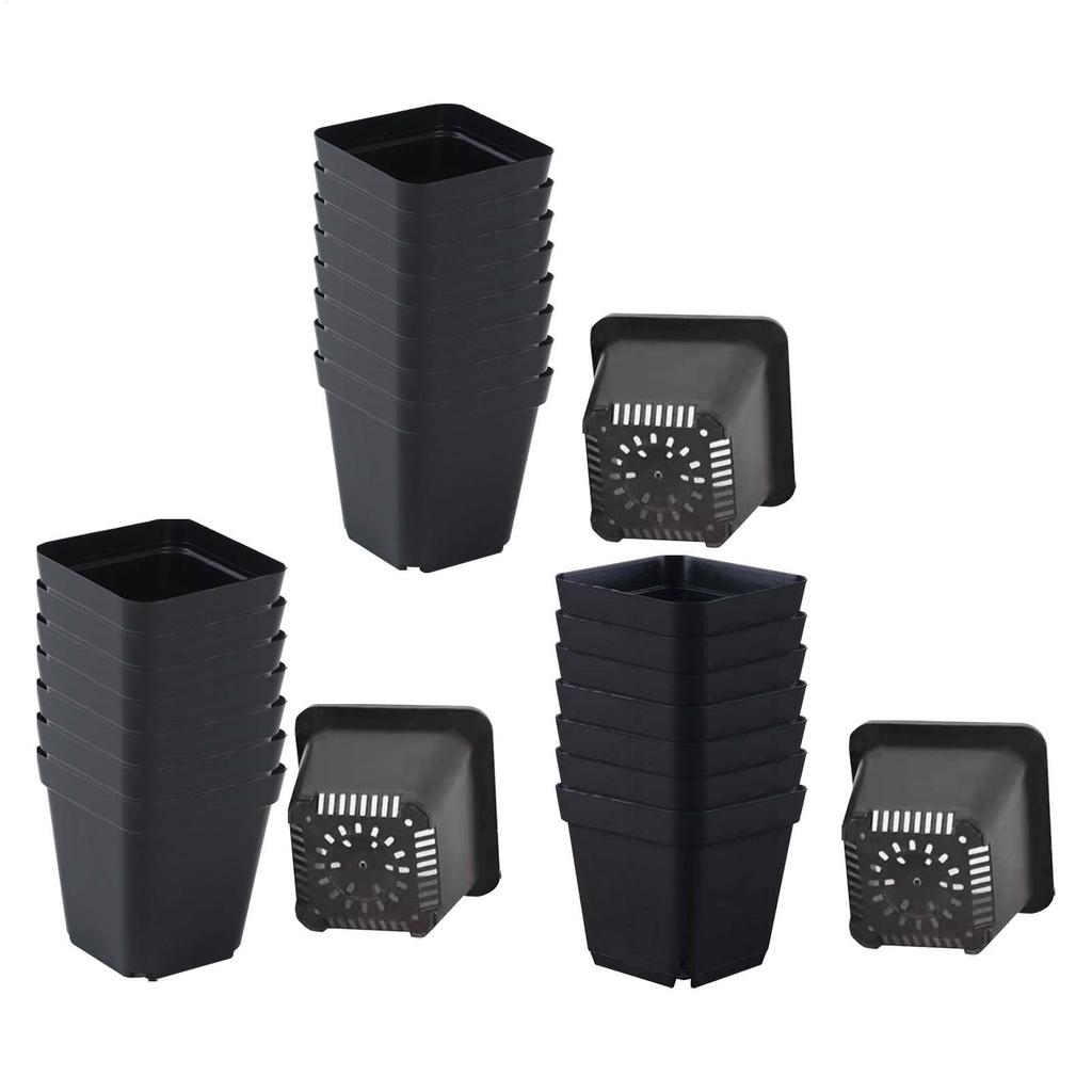 5.5cm/7cm/10cm Starter Pots For Planting 50PCS Reusable Black Square Seedling Pots Nursery Pot With Drainage Holes Gardening Kit