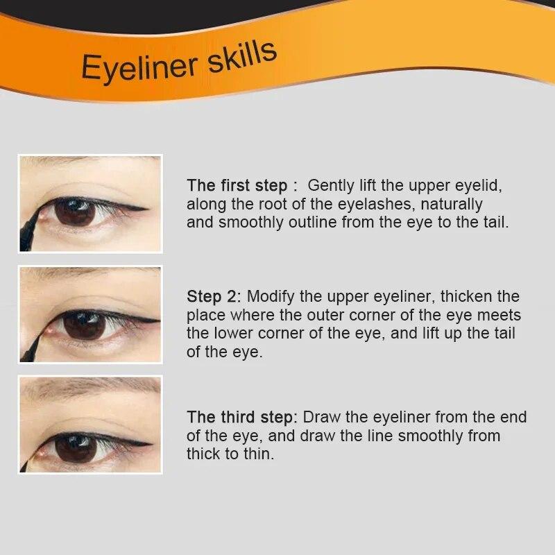 Black Liquid Eyeliner Waterproof Long Lasting Eye Liner Pencil Quick Drying Not Bloom Natural Eyeliner Liquid Pen Cosmetic Tools