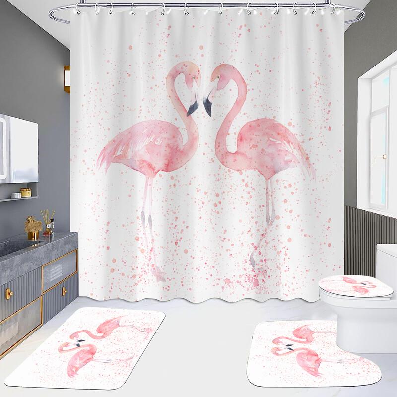 Xihe HD Printed Waterproof Punch-Free Shower Curtain Set
