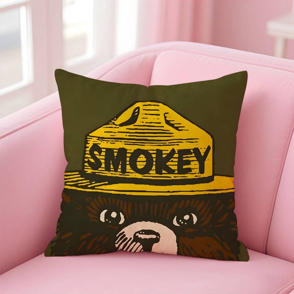 Anime S-Smokey B-Bear Pillow Case pattern printing pillowcase living room sofa cushion cover bedroom room decor