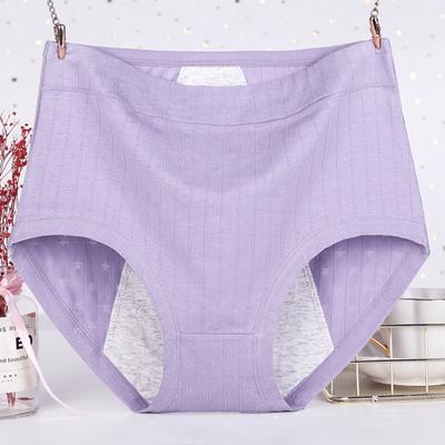 High Waist Solid Color Ribbed Women Briefs Leakproof Physiological Period Panties