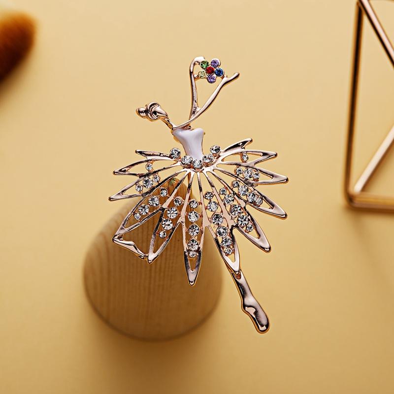 Dance Girls Ballet Dancing Brooches For Women Artistic Gymnastics Shining Crystal Zircon Brooch Pins Dress Coat Wedding Jewelry