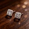 Beixi S999 Silver Needle Square Stud Earrings - Versatile & Trendy High-End Accessories In Shiny Cold Style
