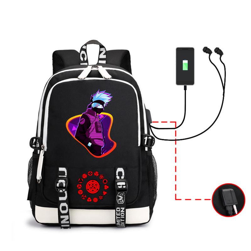 Anime Rucksack Mode Street Trend Herren Große Kapazität USB Kopfhörer Computertasche