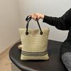 Summer Woven Tote Bag With Zipper Closure For Casual Daily Use
