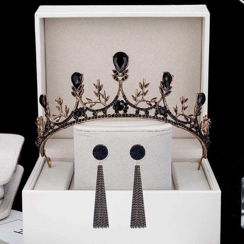 Black Retro Crown Headdress 18th Birthday Adult Ceremony Bride Photo Crown Photo Props