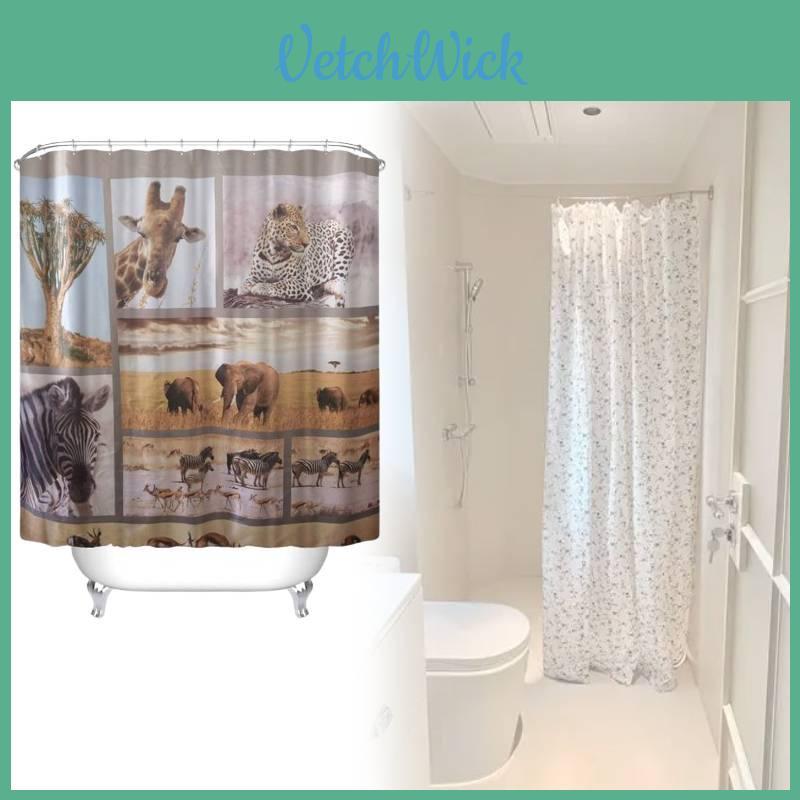 Animal Shower Curtain Peva Waterproof Bathroom Divider For Home Use