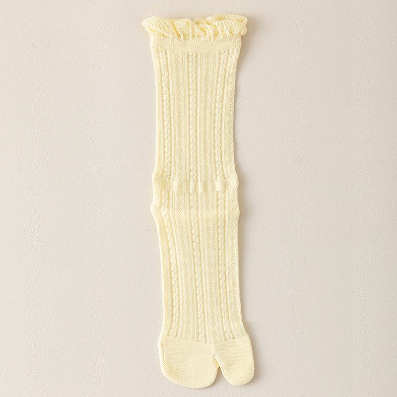 Women's Summer Cotton Mesh Boneless White Breathable Lace Two Toe Pile Socks