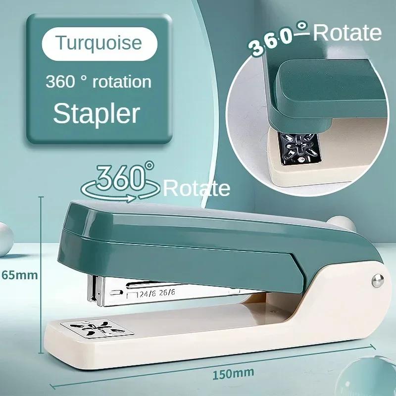 Large 360 Degree Rotatable Stapler for Students Home Office Use Stapling Machine Strong Clutch Large Capacity Staple Extractor