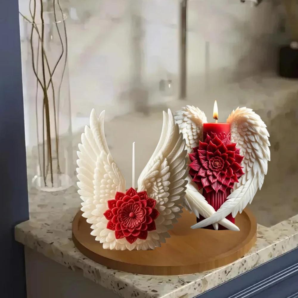 3D Wings Flower Fragrance Candle Silicone Mold Handmade Angel Wings Soap Candle Mold Gypsum Resin Production Tool Party Gift