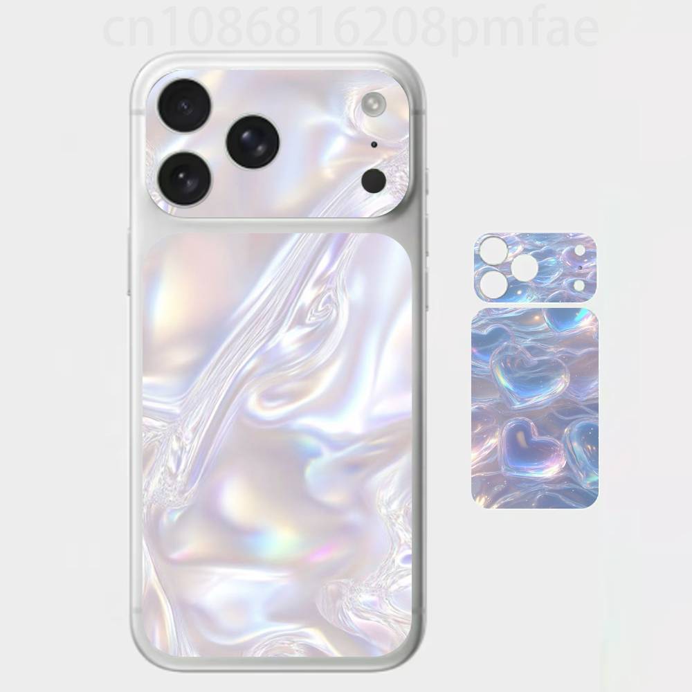

Голографическая пузырчатая наклейка на весь корпус в стиле Y2K 3D для iPhone 17/Pro Max/Air, Цветная задняя защитная наклейка iPhone17promax