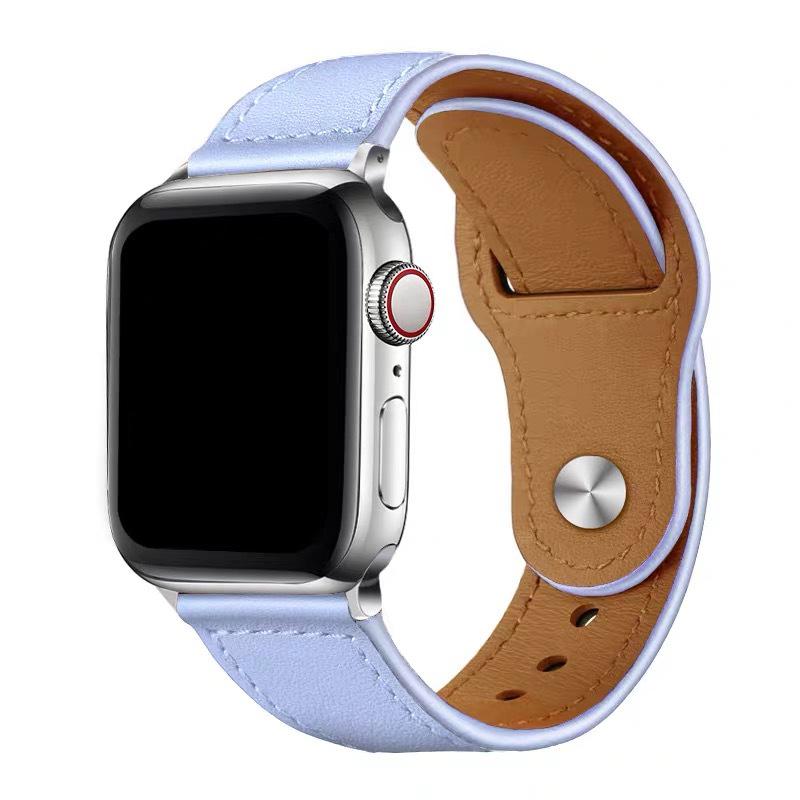 Compatible with Apple & Huawei: Retro Genuine Leather Snap-On Watch Band