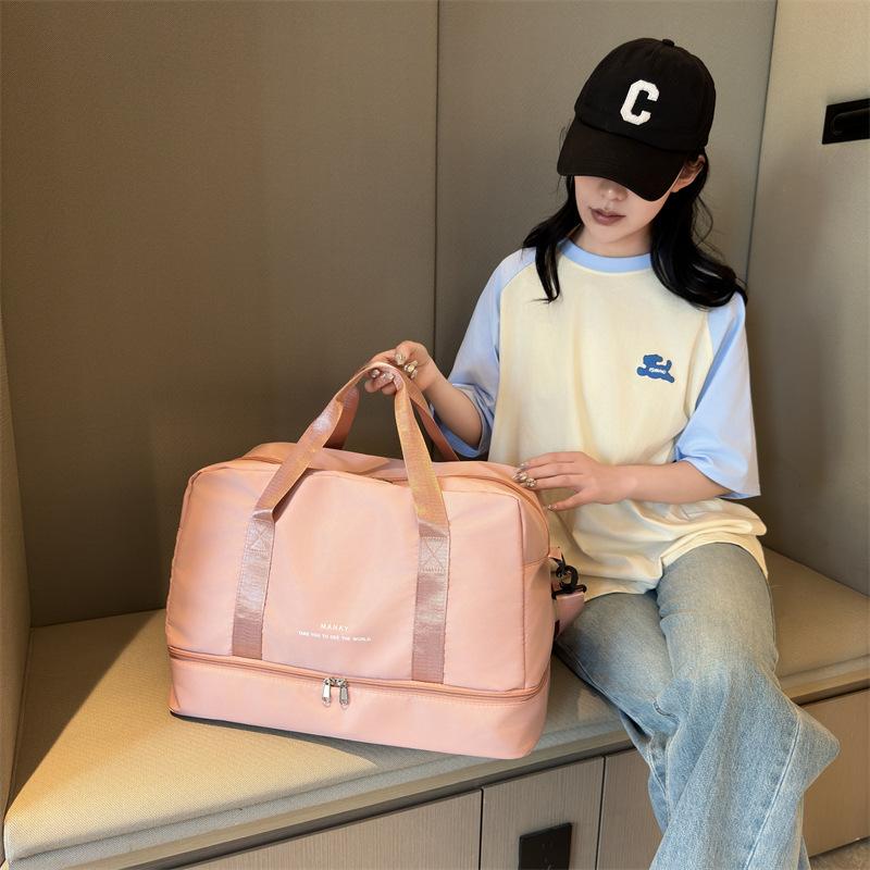 Ladies Large Capacity with Shoe Compartment Simple Casual Portable Travel Bag Dry and Wet Separation Sports Training Fitness Bag