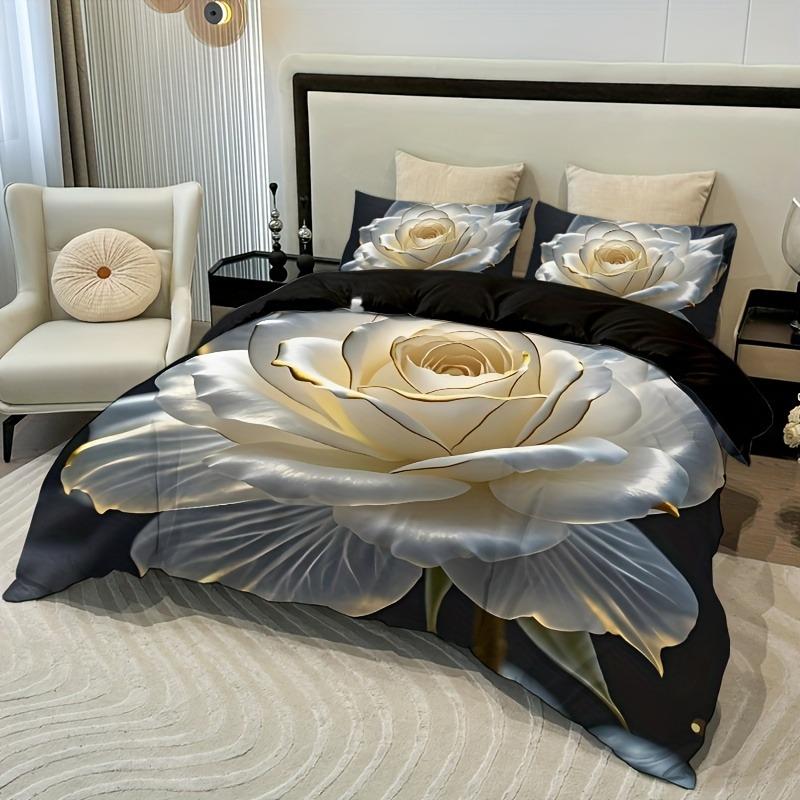 Set Biancheria da Letto con Fiori Copripiumino Stampato 3D Set Morbido Singolo Twin Matrimoniale Queen Size Set da Letto Decorazioni per la Casa Camera da Letto Regali di Compleanno