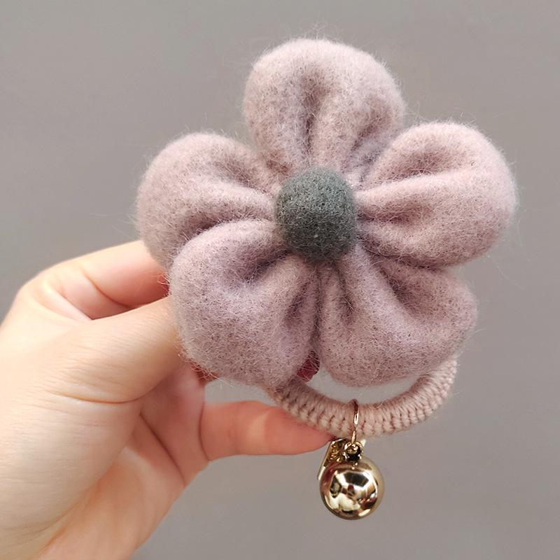 Korean Cute Woolly Flower Plush Hair Tie Headband