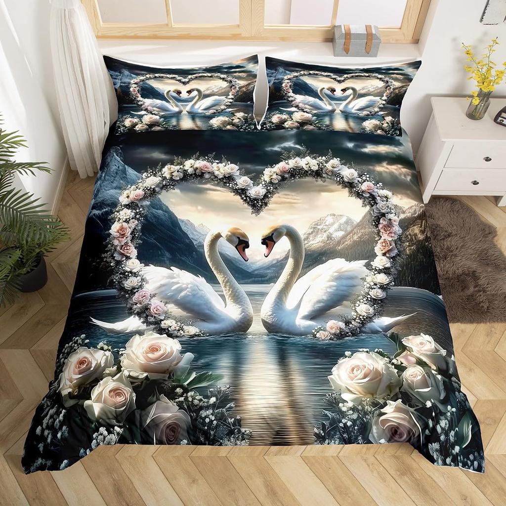 Valentine Day Home Duvet Cover Sets Queen King Size Lightweight Quilt Covers Bedroom Decor Romance Bedspread Covers No Comforter