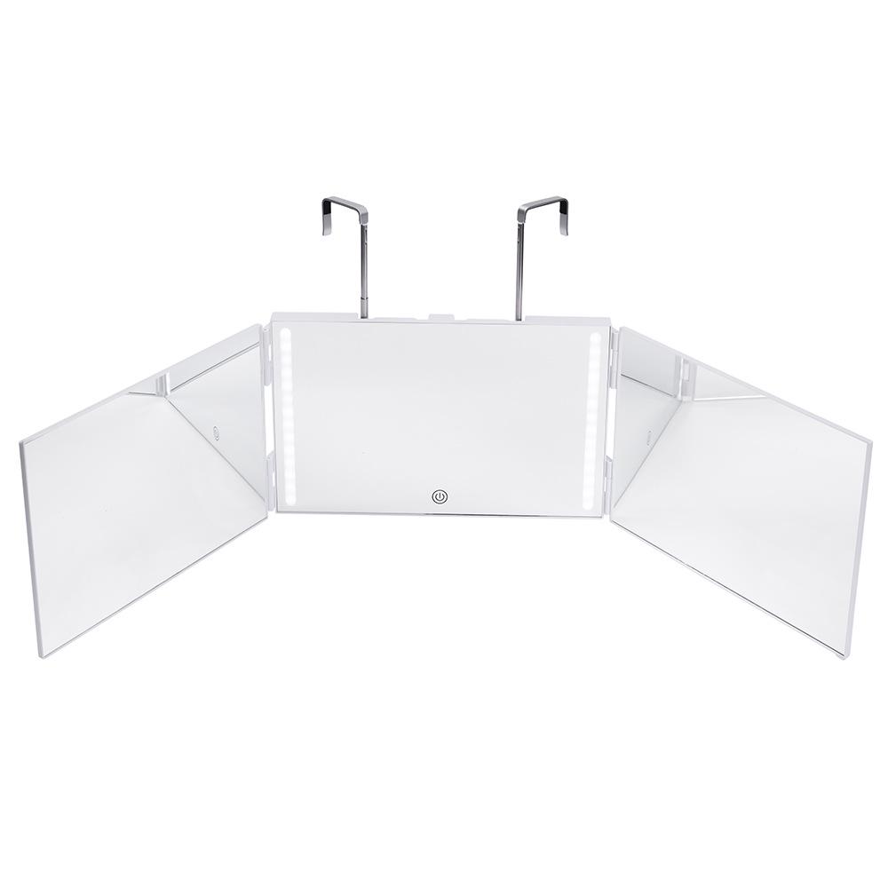 Lighted Foldable Telescopic Adjustable 3-Way Mirror for Hairdressing and Makeup 275*170*27mm