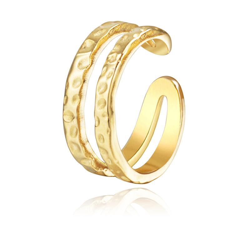 Ανοιχτό Ρυθμιζόμενο Δαχτυλίδι Τιτάνιο Ατσάλι Επικαλυμμένο με Αληθινό Χρυσό Δεν Ξεθωριάζει Μόδα Ευέλικτο Ελαφριά Πολυτέλεια Δαχτυλίδι από Ανοξείδωτο Ατσάλι