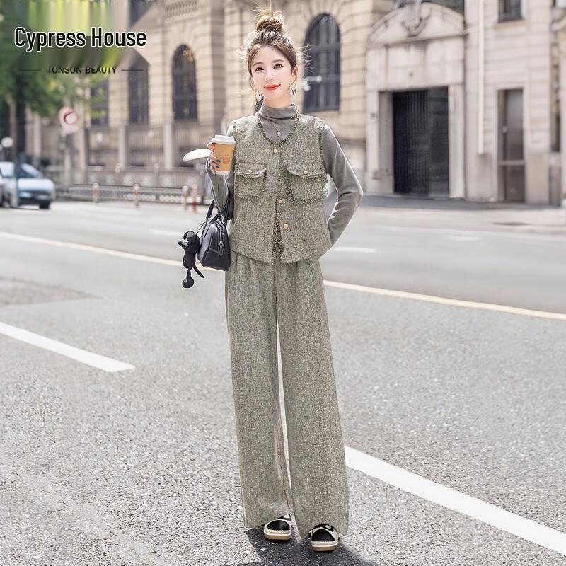 Silbaishé Women s Little Fragrance Style Three-Piece Set L