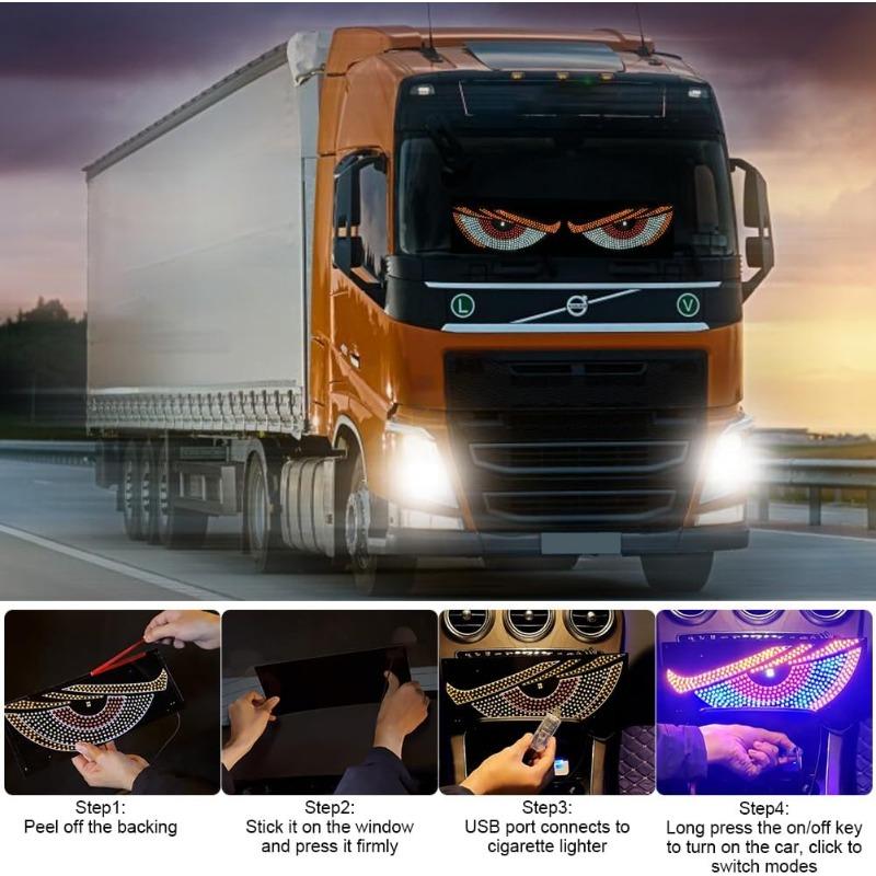 2PCS Devil Eyes Light for Cars Windshield LED Matrix Pixel Panel Display Evil Eyes LED Screen Animated Dynamic for SUV Truck