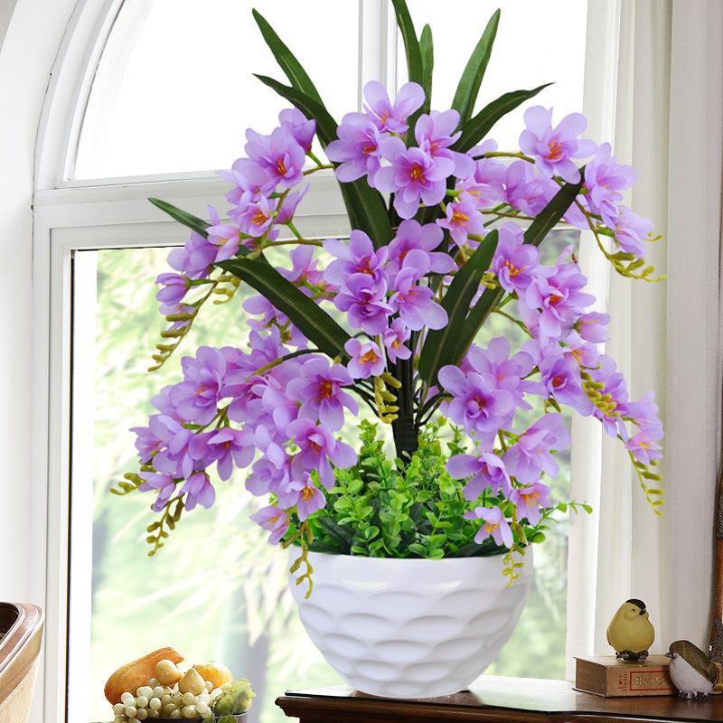 Artificial Phalaenopsis Flower Set: Indoor TV Cabinet Decor