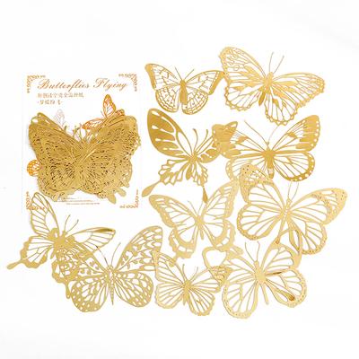 10PCS Butterfly Stickers Hot Stamping Openwork Lace Paper Decorative Romantic Butterfly Stickers