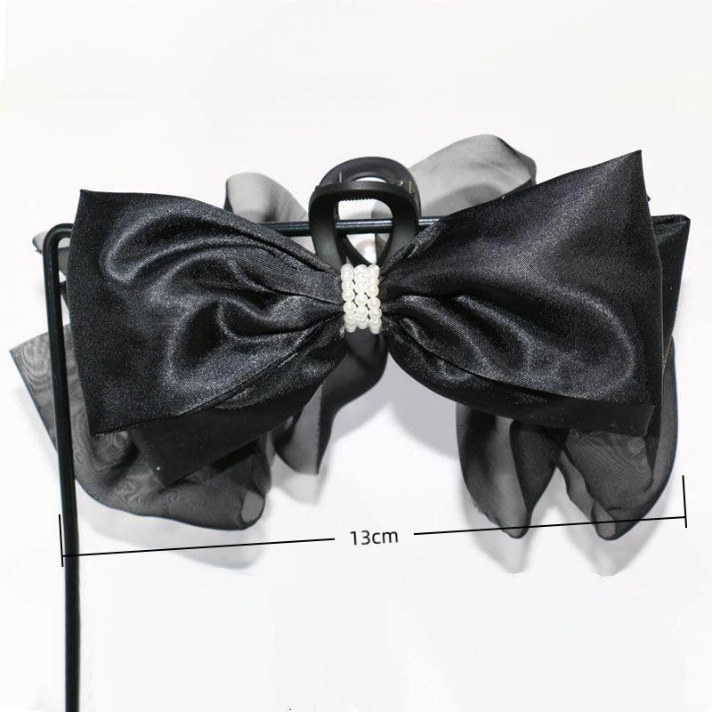 

Элегантный темпераментный бант из ткани заколка для волос для женщин со стразами Love Shark Clip Модная девушка конский хвост зажим для волос аксессуары для волос 13cm