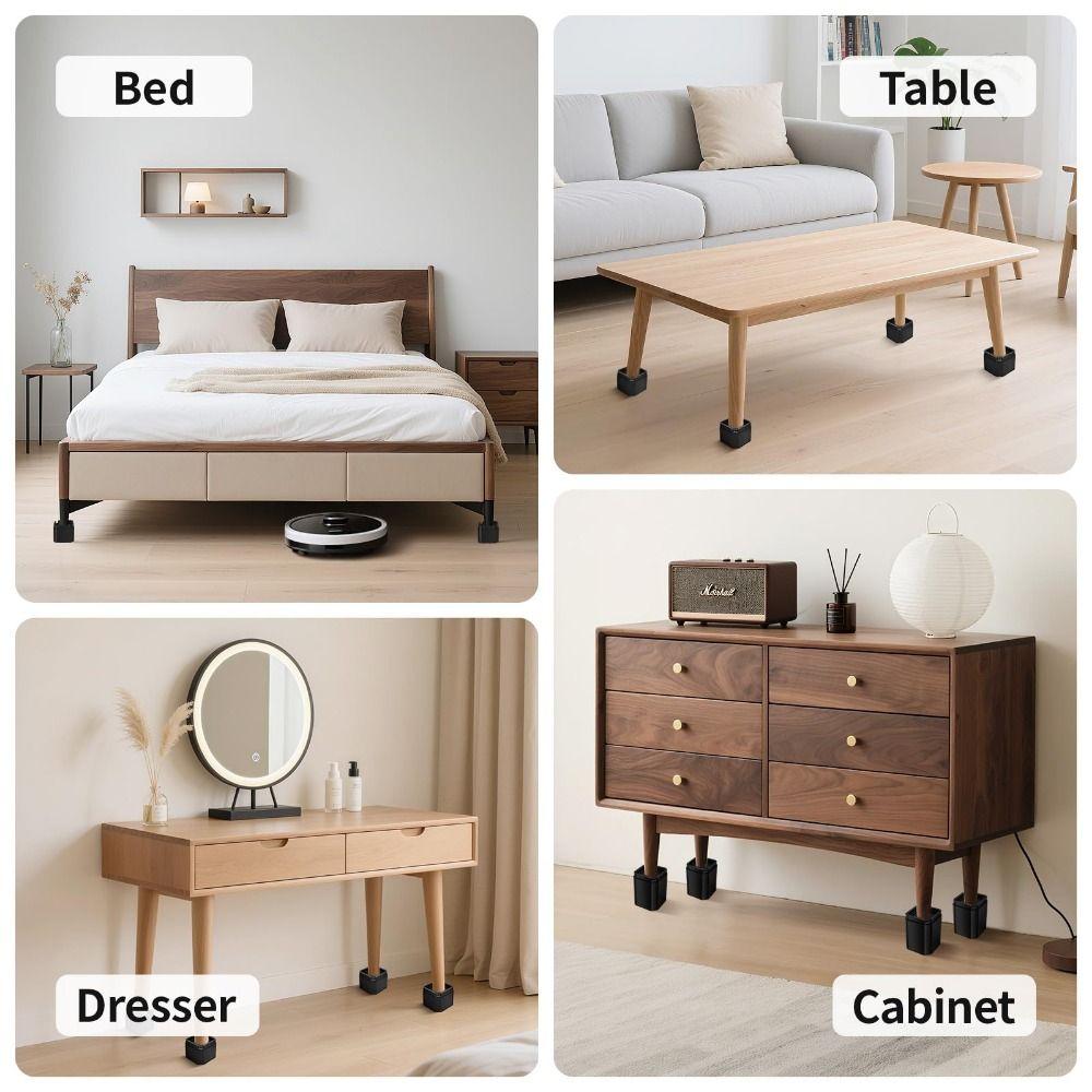 4Pcs Adjustable Anti Vibration Pad Stackale Heavy Duty Feet Leg Base Mat Square Noise Reducing Furniture Risers