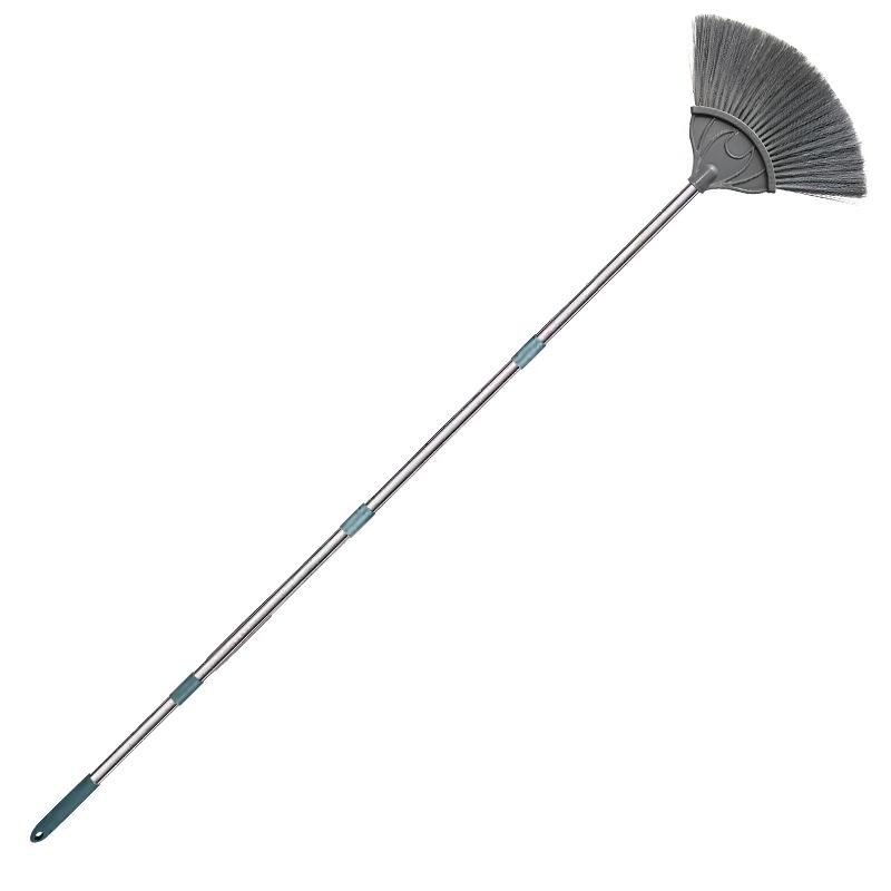 Fan Shaped Cobweb Duster with Retractable Stainless Steel Handle Static Soft Bristles for Picture Frame Wall Art Dusting
