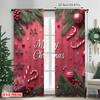 Flat Printing Christmas Curtain Candy Cane Versatile Polyester Fabric Without Electricity Festive Holiday Curtains Set Of 2 Made