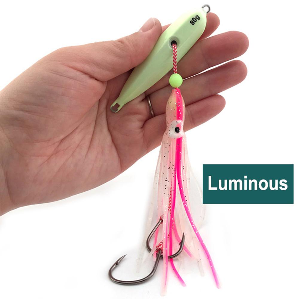 40g-200g Sinking Saltwater Sea Fishing Spinning Lure Hard Bait Inchiku Squid Lure Metal Slow Jig Head BKK Skirts Hook