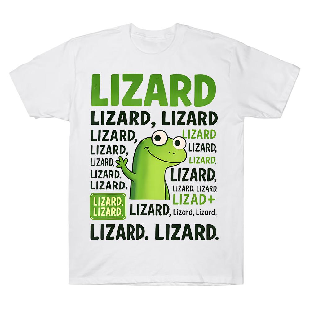 Lizard Meme T Shirts Viral Meme Lizard Cartoon Print Clothing Funny Meme Lizard Cotton Comfortable Tees Trendy Unisex T-shirts