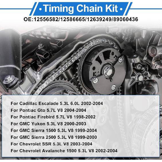 1 Set Engine Timing Chain Kit for Chevrolet Silverado 1500 2500 3500 Express Tahoe Avalanche Camaro for GMC Sierra Yukon 5.3L 6.0L