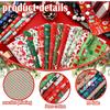 Irenare 100 Pcs 8 x 8 Inches Christmas Fabric Bundles Fat Quarters Santa Claus Precut Fabric Bundle Squares Xmas Tree Snowman Printed Sewing