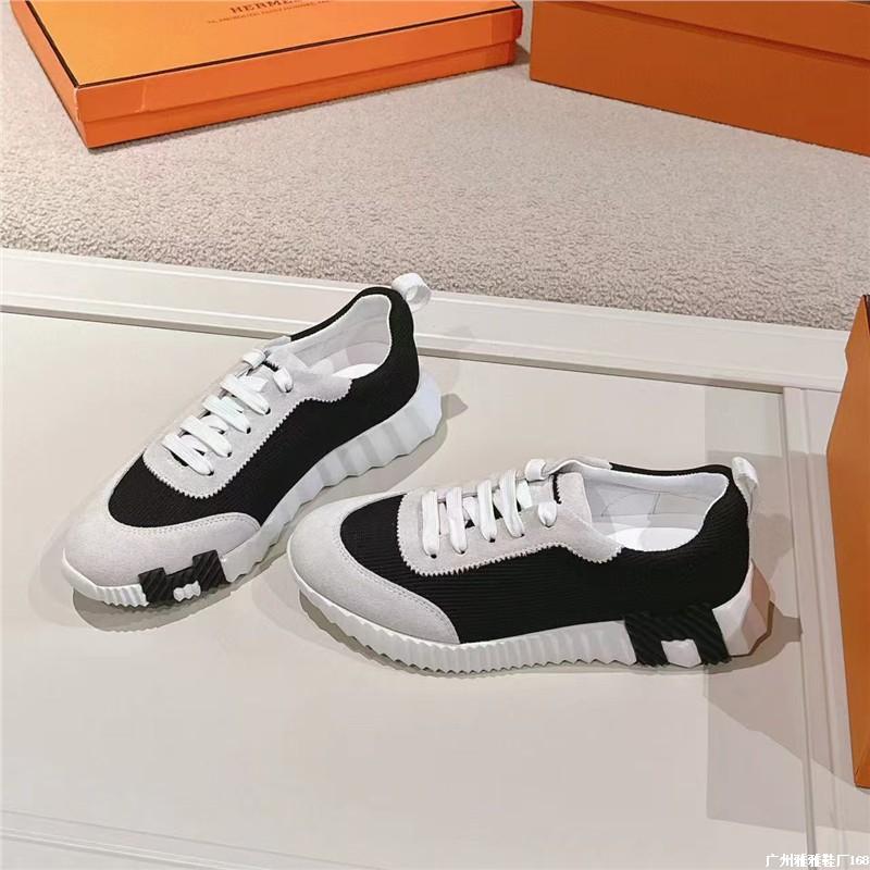 New H Cowhide Sports Breathable Trend Female Internet Celebrities with the Same Lightweight Male Couple Fashion White Shoes
