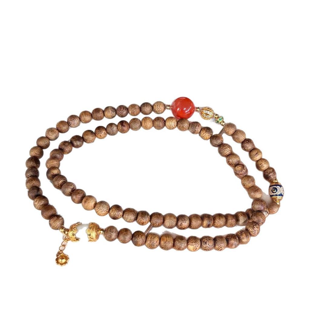 Women's Hainan Agarwood Double Wrap Bracelet, 6mm Round Beads - Perfect New Year Gift and Cultural Accessory.