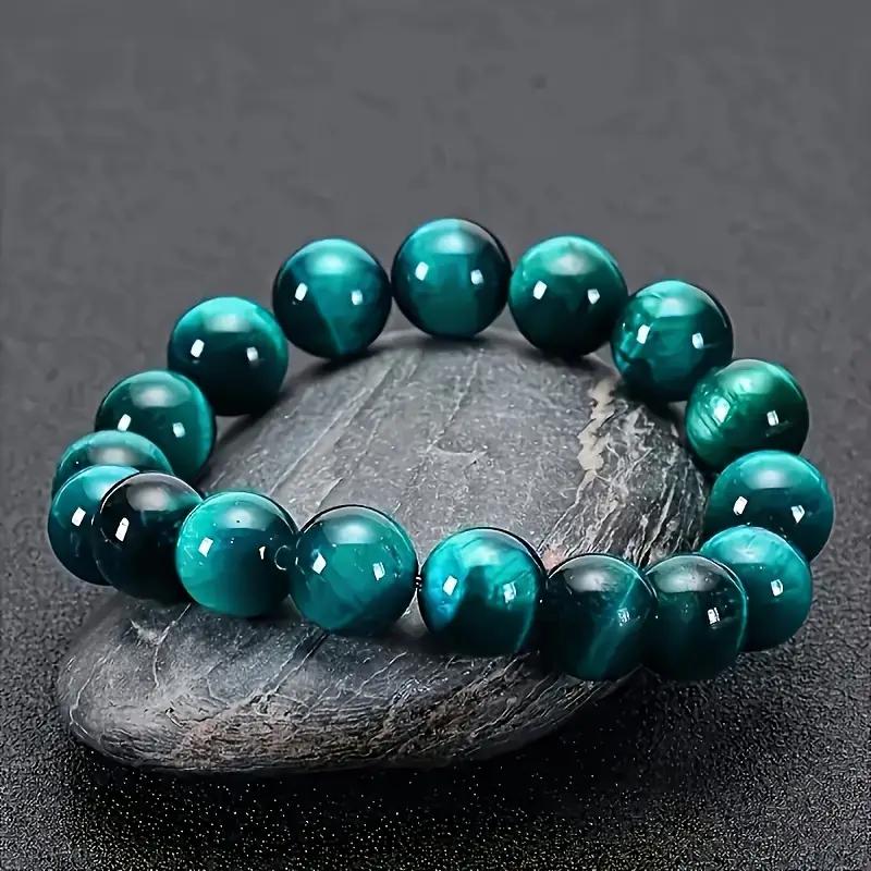 

Богемский браслет из бусин Тигрового глаза синего цвета - 8 мм Натуральный камень Привлечение богатства и успеха, Унисекс для повседневной носки и для особых случаев синий