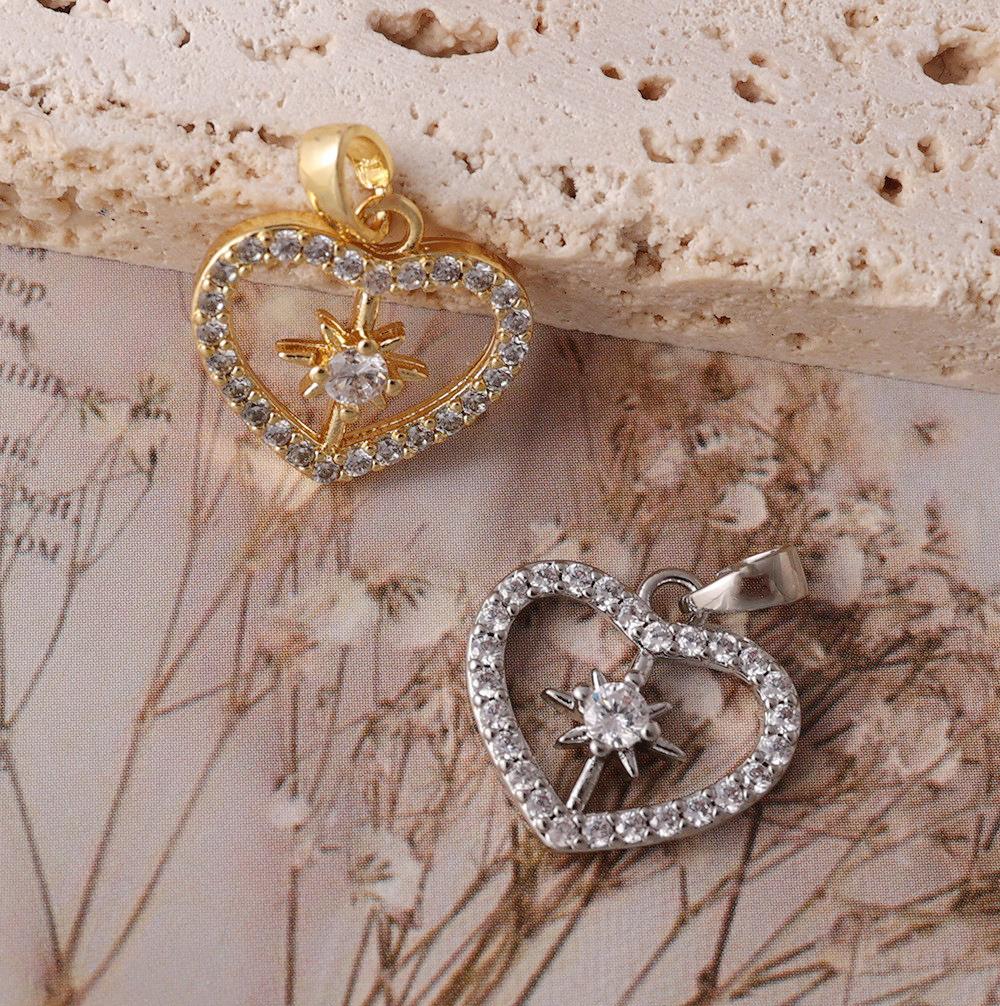 18 Karat Vergoldeter Herz- und Stern-Anhänger mit Zirkonia für DIY-Halskette oder Armband