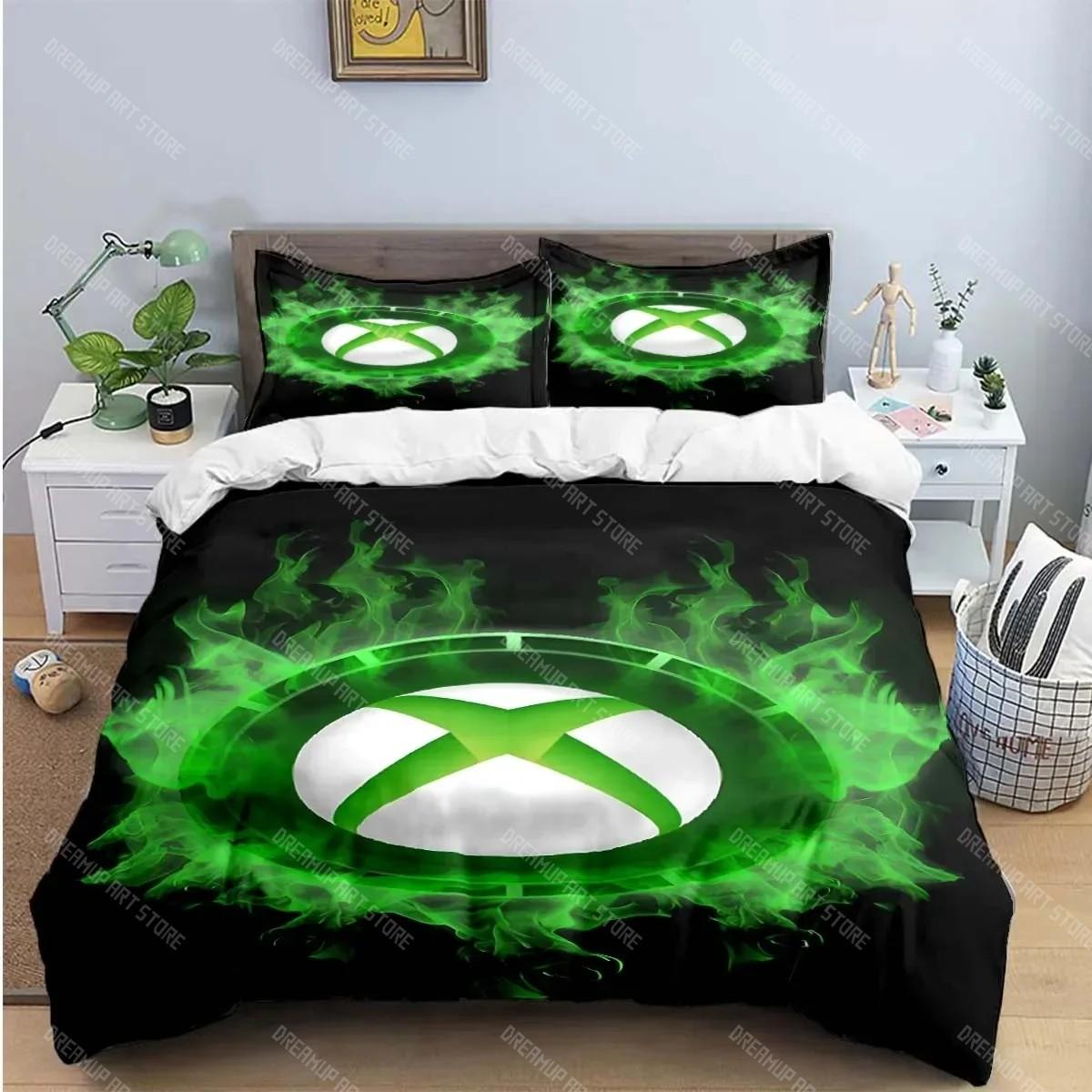 

Круті геймерські постільні комплекти з принтом X-XBox, вишуканий набір постільних речей, набір ковдри та ковдри, розкішний подарунок U Queen 210x210cm