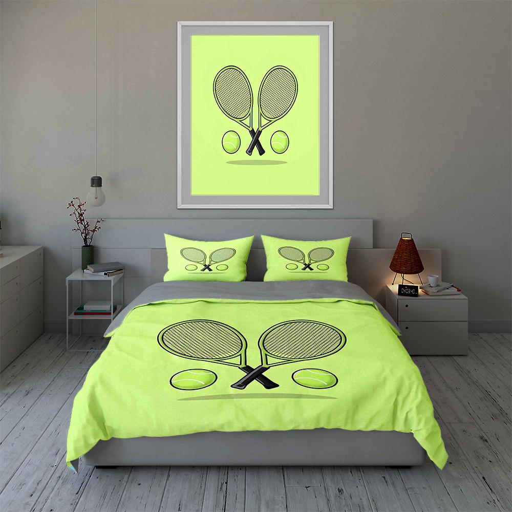 Tennis Racket Design Bedding Duvet Cover Sets Duvet Covers Pillowcases Gifts (1 * Duvet Cover 2 * Pillowcases, Without Duvet Insert)