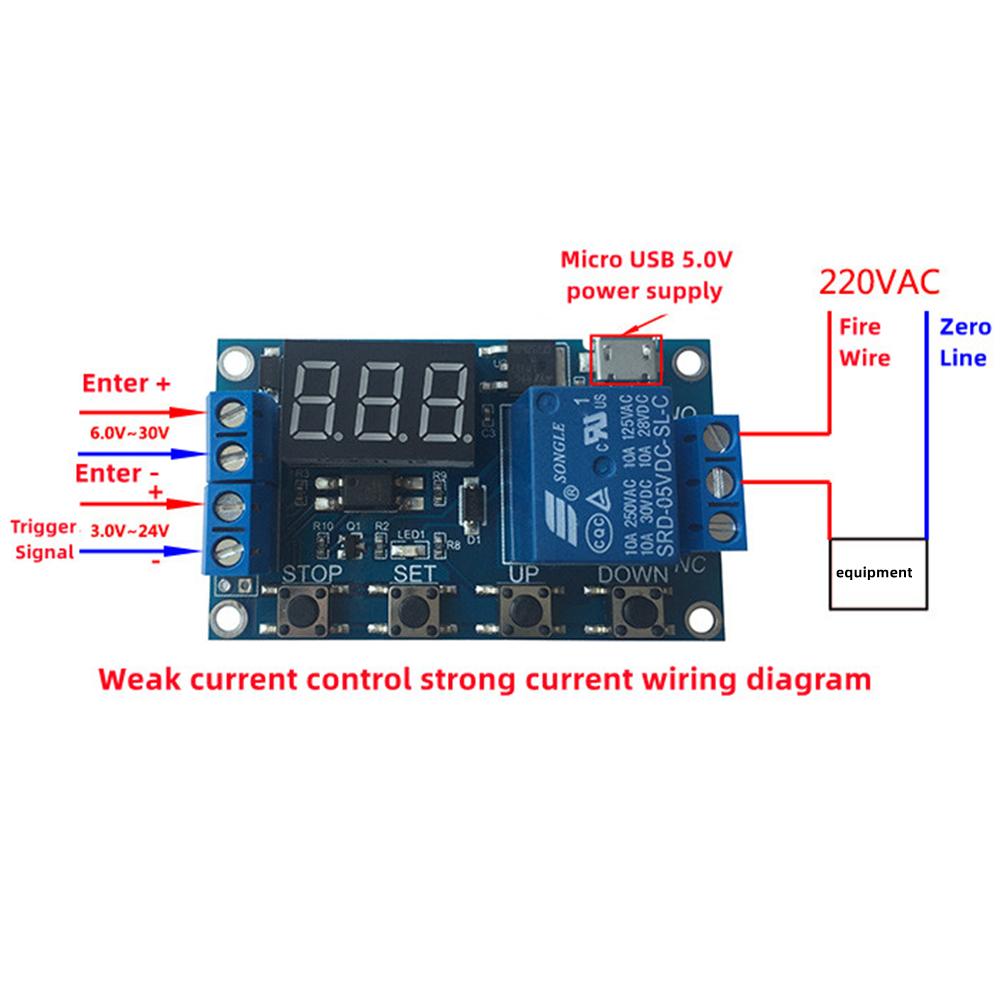 DC 6-30V Support Micro USB 5V LED Display Automation Cycle Delay Timer Switch Off Delay Time Relay 6V 9V 12V 24V Relays 5