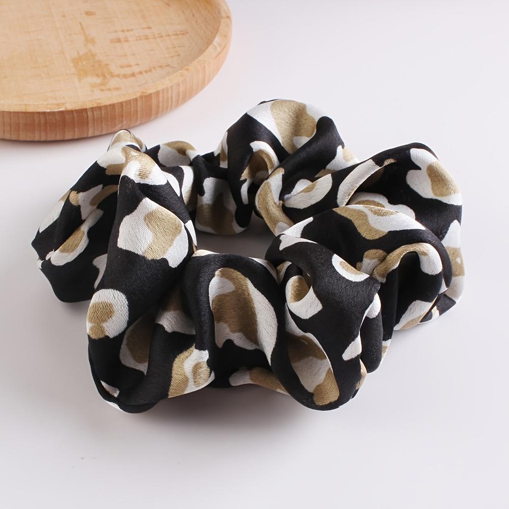 4pcs Leopard Print Elastic Hair Bands Soft Elegant Chiffon Scrunchie Hair Tie Lightweight Hair Accessories for Women