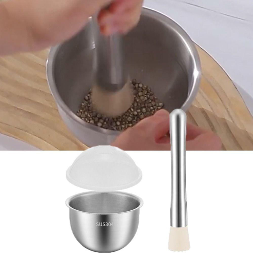Large Capacity Garlic Masher 304 Stainless Steel Mortar Grinding Bowl Garlic Mashing Pot  Lemon