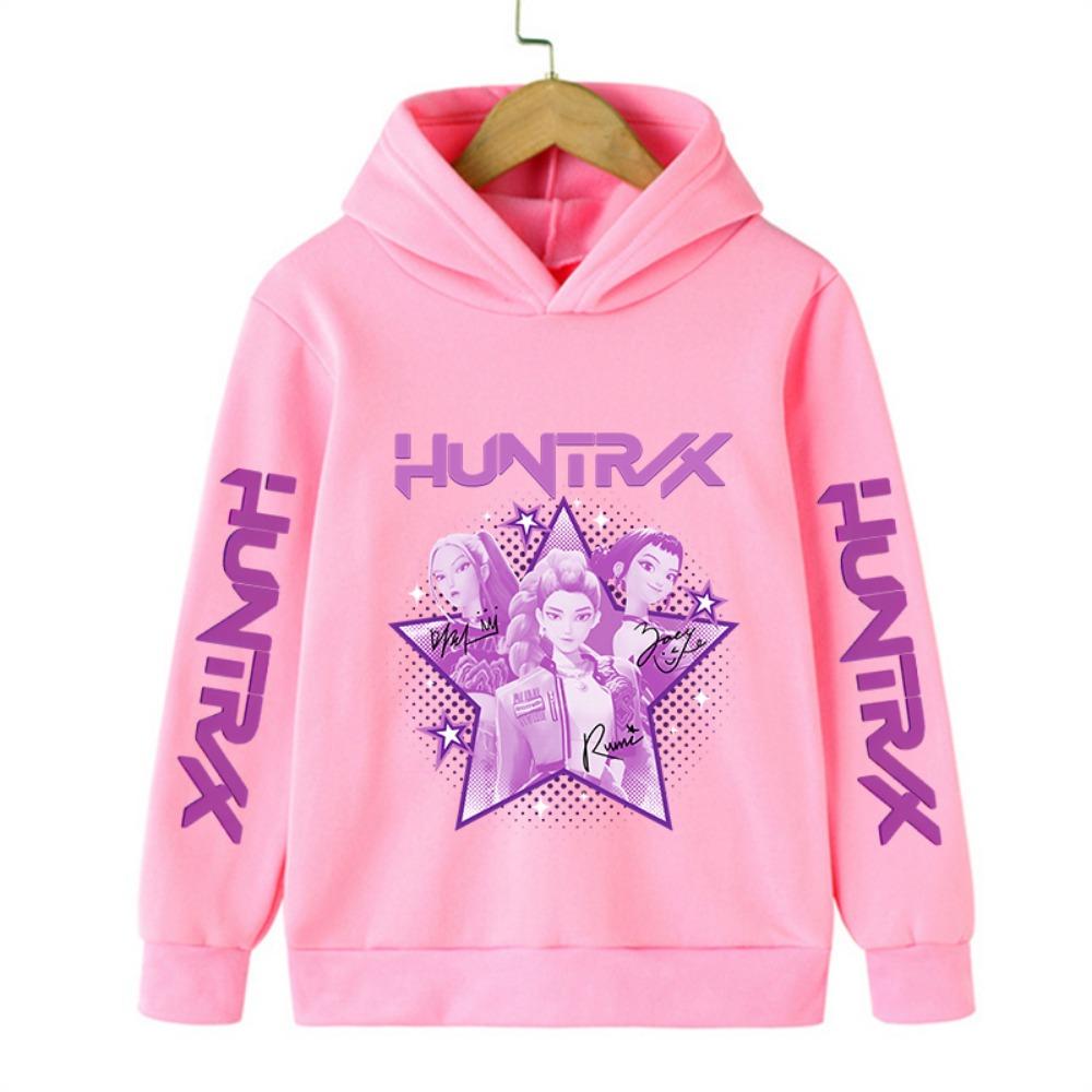 Korean-style Kids Fashion Hoodie Kpop Demon Hunter Fleece Sweatshirt Cute Harajuku-style Girls Fall/Winter Pullover